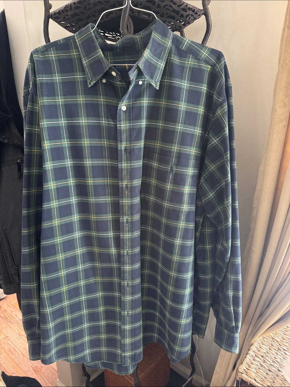 Polo by Ralph Lauren Navy and Green Plaid Button-Down Shirt